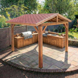 Planed Cedar Pergola with Katepal Red Shingle Roof – No Overhang Design