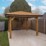 Wooden 4 Pitch Gazebo with Cedar Shingle Roof – Classic Garden Shelter