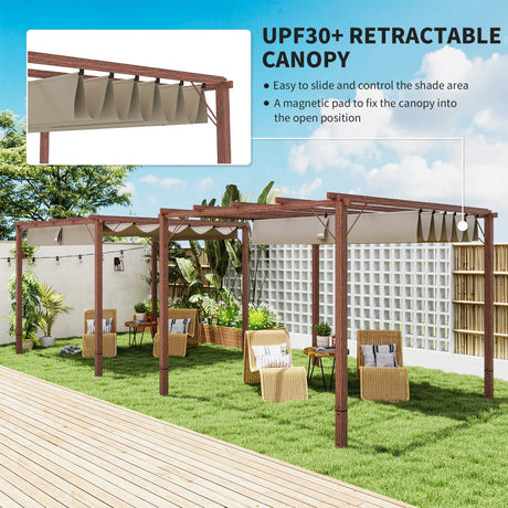 3m x 3m Aluminium Pergola – Retractable Canopy Roof, Wood Effect
