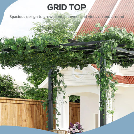 3m x 3m Metal Pergola Garden Gazebo – Outdoor Grape Trellis for Climbing Plants, Decorative Arbour Sun Shelter Frame