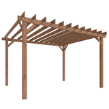3.6m x 3m Wooden Pergola Kit - Maple Wood-Effect Garden Pergola with Grape Trellis Roof and Triangle Supports