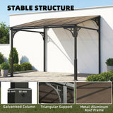 3m x 2.87m Lean-To Pergola with Polycarbonate Roof – Wall-Mounted Hardtop Garden Canopy, Durable Aluminium & Metal Frame Outdoor Patio Cover