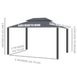 3 x 4m Black Aluminium Garden Gazebo Canopy Shelter Pavilion Tent with Nets and Curtains for Outdoor Parties