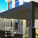 3m x 3m Electric Louvered Aluminium Pergola – Remote Control Roof, Built-In LED Lights, Integrated Drainage, UV & Water Resistant Hardtop Gazebo