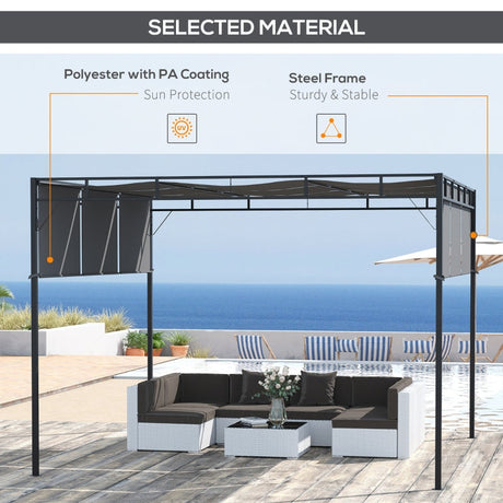 3m x 3m Steel Pergola – Sliding Retractable Roof Outdoor Shade