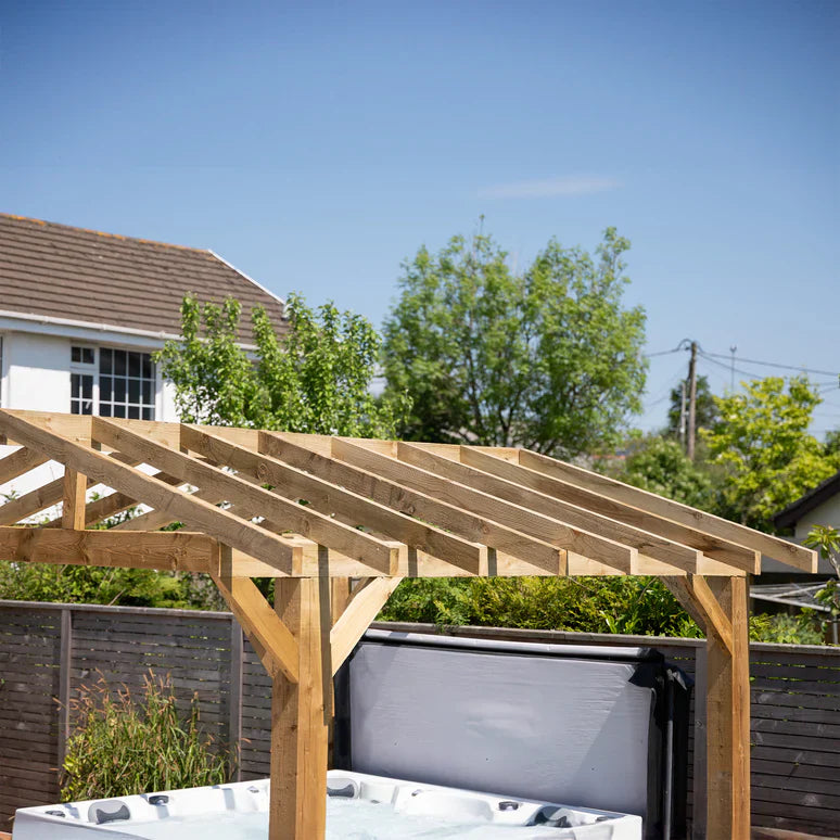 Wooden Apex Pergola with Open Roof & Overhang - Premium Outdoor Garden Structure