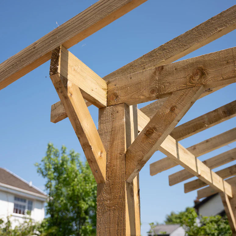 Wooden Apex Pergola with Open Roof & Overhang - Premium Outdoor Garden Structure