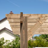 Flat Roof Wooden Pergola with Open Slatted Design - Modern Garden Pergola Structure