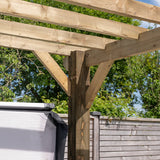 Flat Roof Wooden Pergola with Open Slatted Design - Modern Garden Pergola Structure