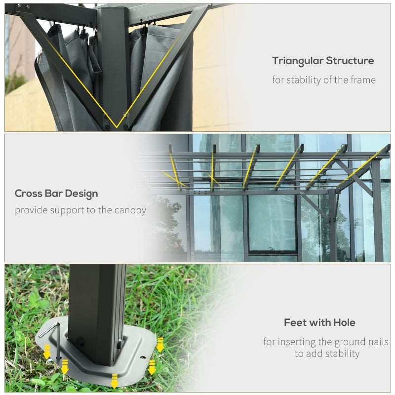 3.6m x 3m Aluminium Pergola – Retractable Roof & Curtains