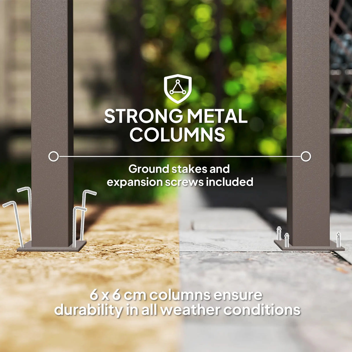 3m x 3m Lean-To Metal Pergola – Brown Wall Mounted Outdoor Patio Shade Shelter