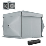 3x3m Hexagon Pop Up Gazebo - Waterproof, UV Resistant Party Tent with Netting - Light Grey Instant Event Shelter with Carry Bag