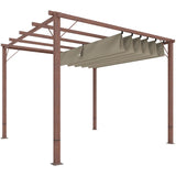 3m x 3m Aluminium Pergola – Retractable Canopy Roof, Wood Effect