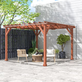 3.6m x 3m Wooden Pergola Kit - Maple Wood-Effect Garden Pergola with Grape Trellis Roof and Triangle Supports