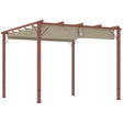 3m x 3m Retractable Roof Pergola – Natural Wood Effect Finish, Outdoor Garden Shade Canopy Shelter