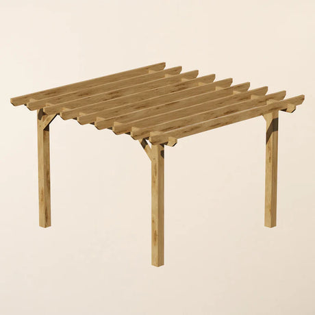 Oak Flat Roof Pergola with Open Roof Design