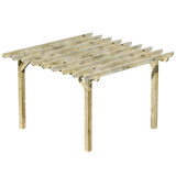 Flat Roof Wooden Pergola with Open Slatted Design - Modern Garden Pergola Structure