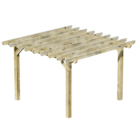 Flat Roof Wooden Pergola with Open Slatted Design - Modern Garden Pergola Structure