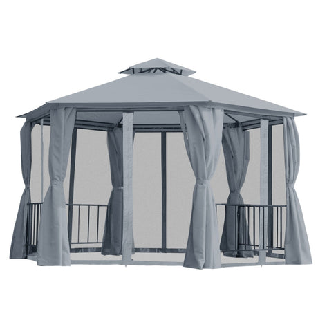 Grey 3m x 3m Hexagon Gazebo