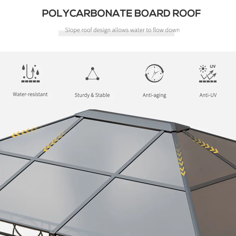 3m x 4m Grey Hardtop Gazebo With Steel & Aluminium Frame