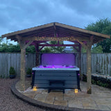 Wooden Apex Gazebo with Cedar Featheredge Roof – With Overhang Design