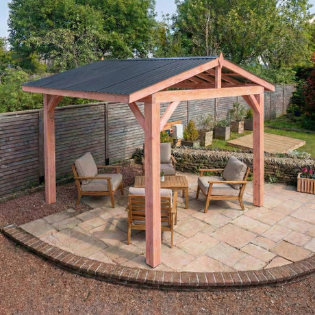 Planed Larch Apex Pergola with Clear Roof – No Overhang Garden Canopy