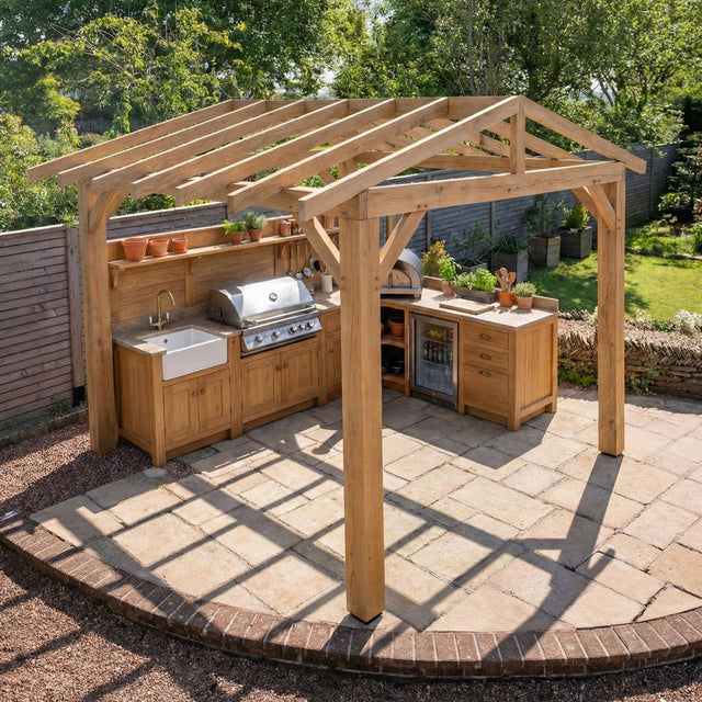 Oak Apex Pergola with Open Roof – No Overhang Design