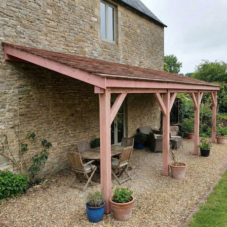 Planed Larch Lean-To Gazebo with Treated Featheredge Roof – Wall-Mounted Garden Shelter