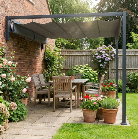 3m x 4m Lean-To Metal Pergola – Wall Mounted Garden Cover