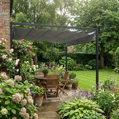 3m x 4m Lean-To Metal Pergola – Wall Mounted Garden Cover