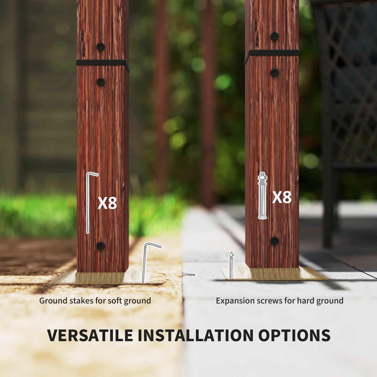 3m x 3m Aluminium Pergola – Retractable Canopy Roof, Wood Effect