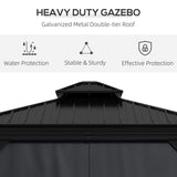 Dark Grey 3.65m x 3m Aluminium Hardtop Gazebo With Accessories
