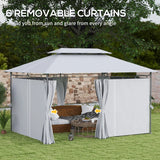 3m x 4m Dark Grey Metal Frame Two-Tier Roof Gazebo