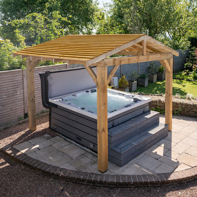 Wooden Apex Gazebo with Cedar Featheredge Roof – No Overhang Design