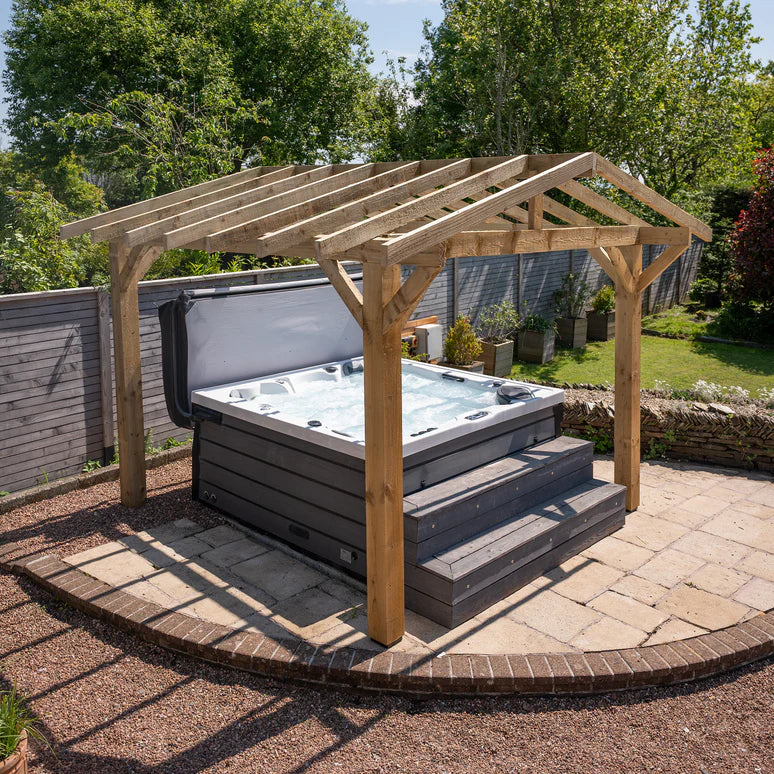 Wooden Apex Pergola with Open Roof & Overhang - Premium Outdoor Garden Structure
