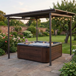 3m x 3m Lean-To Metal Pergola – Brown Wall Mounted Outdoor Patio Shade Shelter