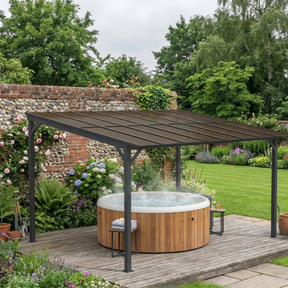 3m x 4.3m Metal Pergola – Waterproof Polycarbonate Roof UPF50+, Outdoor Patio Garden Shade Shelter