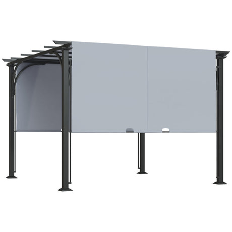 3m x 3m Outdoor Metal Pergola With Side and Top Panels – Grey Frame Garden Shade Shelter