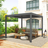 3m x 3m Electric Louvered Aluminium Pergola – Remote Control Roof, Built-In LED Lights, Integrated Drainage, UV & Water Resistant Hardtop Gazebo