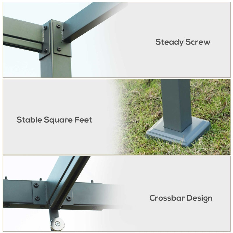 3m x 2m Grey Metal Pergola – Outdoor Patio Shade Shelter