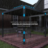 3m x 3m Electric Louvered Aluminium Pergola – Remote Control Roof, Built-In LED Lights, Integrated Drainage, UV & Water Resistant Hardtop Gazebo