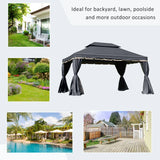 3 x 4m Black Aluminium Garden Gazebo Canopy Shelter Pavilion Tent with Nets and Curtains for Outdoor Parties