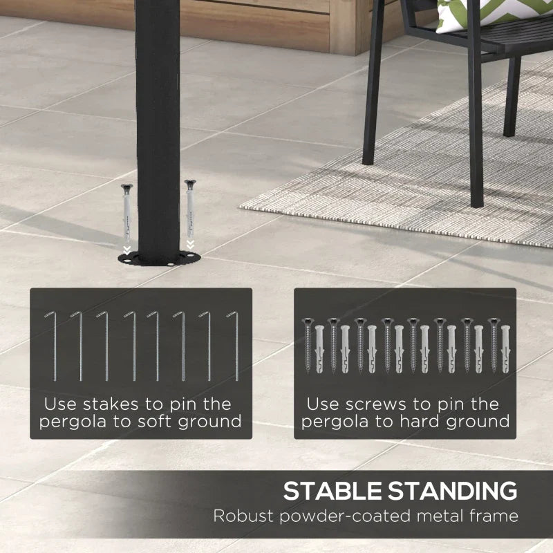 3m x 4m Metal Frame Pergola – Cream Outdoor Garden Canopy Roof, Freestanding Patio Shade Shelter