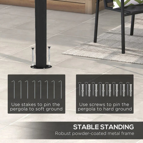 3m x 4m Metal Frame Pergola – Cream Outdoor Garden Canopy Roof, Freestanding Patio Shade Shelter