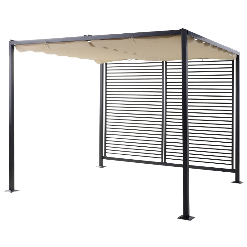 2.8m x 3m Metal Pergola – Retractable Canopy Roof Patio Cover