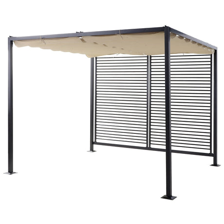 2.8m x 3m Metal Pergola – Retractable Canopy Roof Patio Cover
