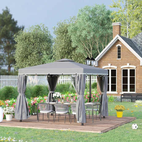 3m x 3m Grey Gazebo With Aluminium Frame