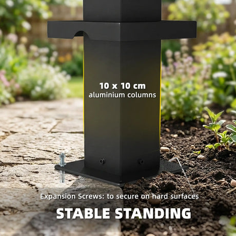 3m x 3m Louvered Pergola with Adjustable Metal Roof – Aluminium Patio Gazebo with Curtains & Netting, Modern Outdoor Garden Shelter in Dark Grey