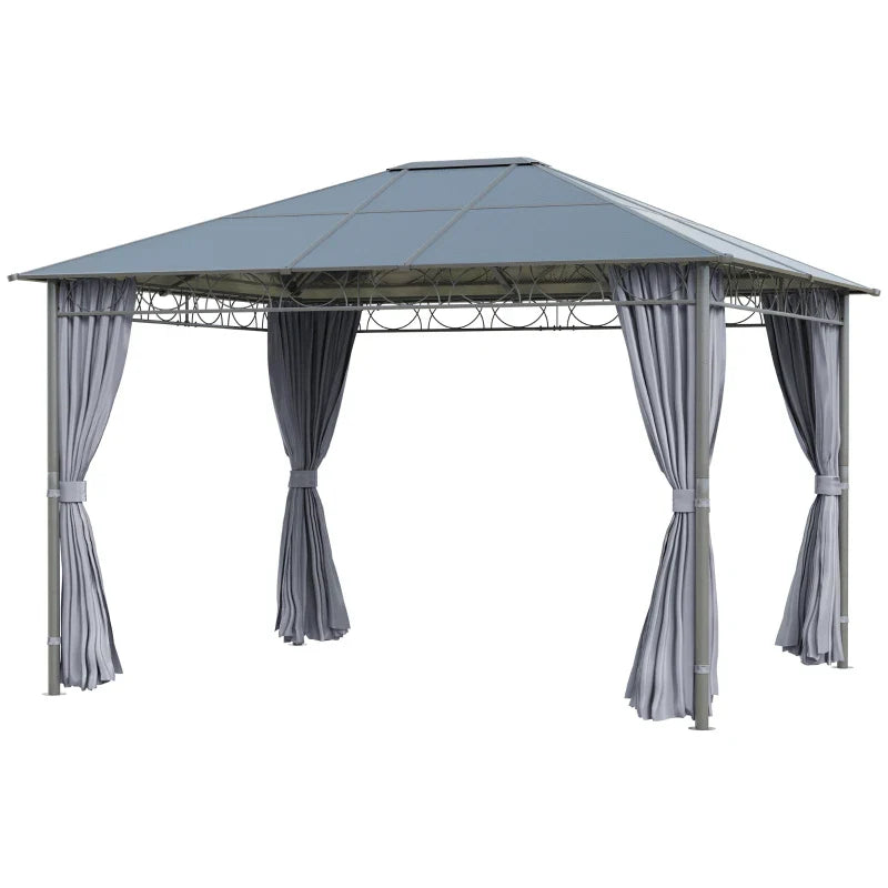 Grey 3m x 3.6m Hardtop Gazebo with UV Resistant Polycarbonate Roof