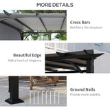 3m x 3m Metal Pergola With Side Panels and Adjustable Roof – Grey Frame Garden Shade Shelter